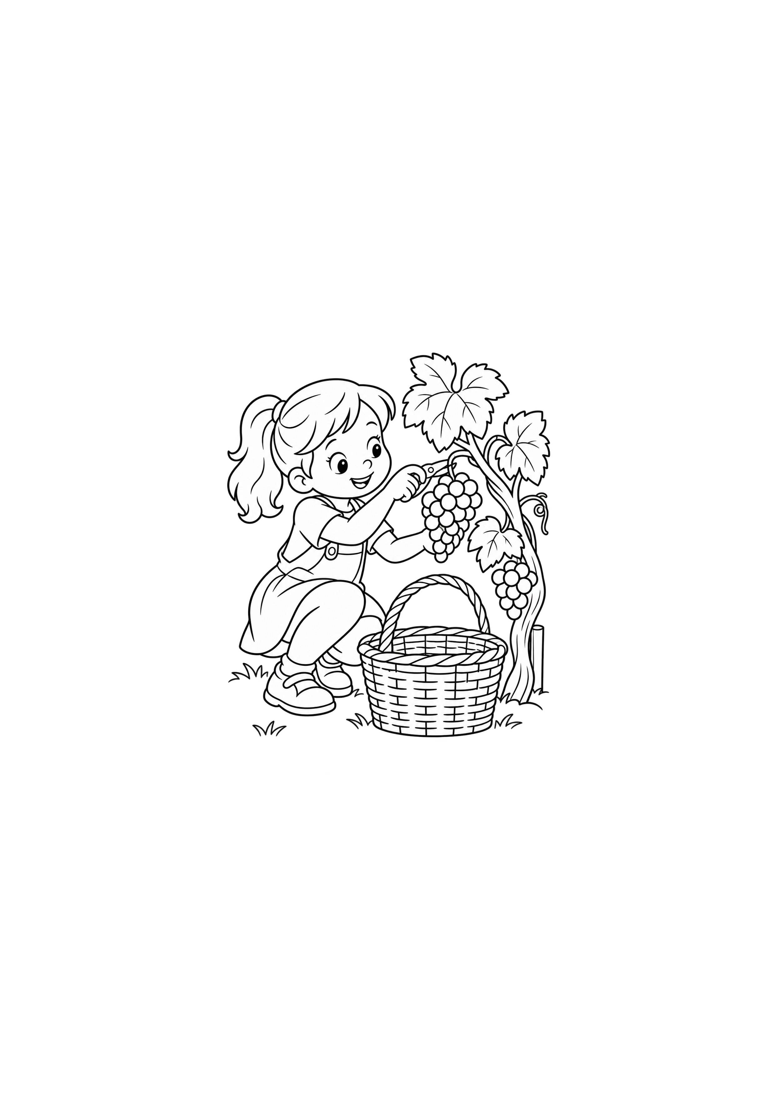 Menina colhe uvas