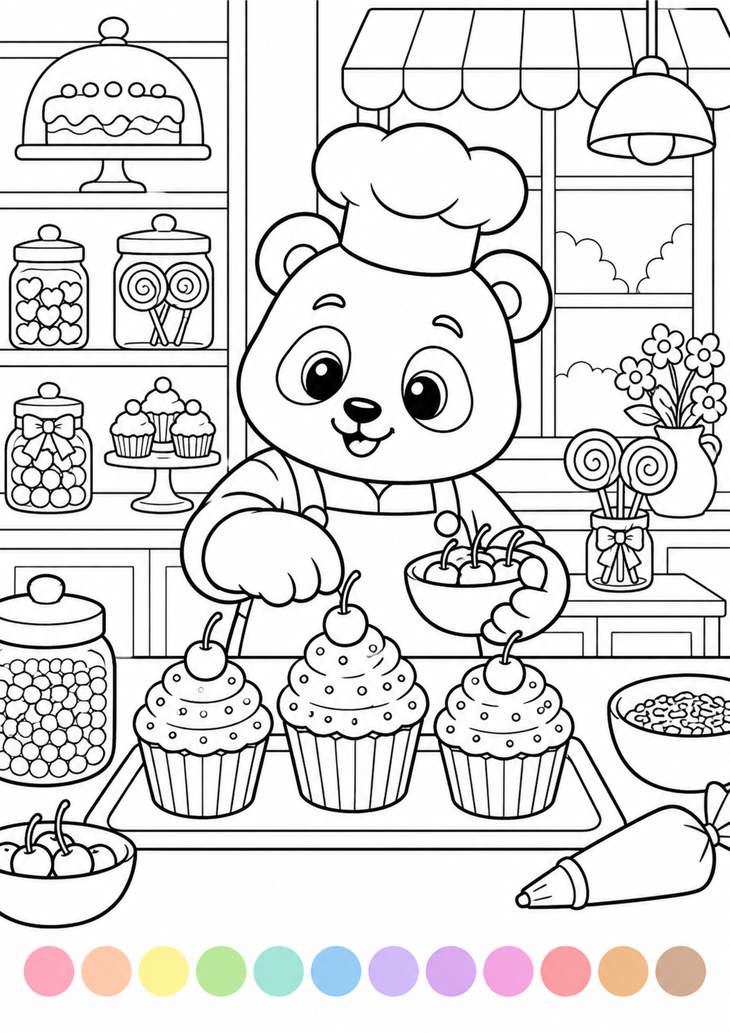 Panda cupcakes com cerejas